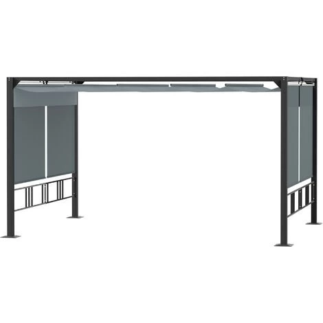 Outsunny Pergola Rétractable 3,9L X 2,9l X 2,2H M Structure Alu. Acier époxy Noir Double Toile Polyester Haute Densité Gris 3 Outsunny Pergola Rétractable 3,9L X 2,9l X 2,2H M Structure Alu. Acier époxy Noir Double Toile Polyester Haute Densité Gris
