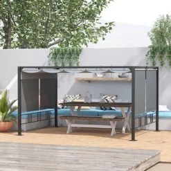 Outsunny Pergola Rétractable 3,9L X 2,9l X 2,2H M Structure Alu. Acier époxy Noir Double Toile Polyester Haute Densité Gris 10 Outsunny Pergola Rétractable 3,9L X 2,9l X 2,2H M Structure Alu. Acier époxy Noir Double Toile Polyester Haute Densité Gris -Tente de réception Soldes 54817253 4