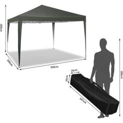 WOLTU Tonnelle De Jardin. Tente Pliante. Protection Du Soleil UV 50+. Facile à Installer Hauteur Réglable 3x3m. Gris -Tente de réception Soldes 54942339 3