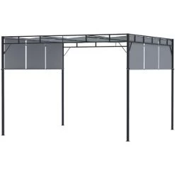 Outsunny Pergola Rétractable Dim. 3L X 3l X 2,2H M Structure Acier époxy Anticorrosion Noir Triple Toile Polyester Haute Densité Gris - Gris -Tente de réception Soldes 54943848 5