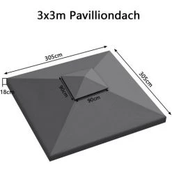 TolleTour Toit De Remplacement Toits De Pavillon Et Parties Latérales Toit De Tente 3x3M Avec Cheminée Bache De Remplacement Toit De Pavillon Bache De Toit - Anthracite -Tente de réception Soldes 54953585 2