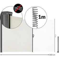 CASARIA Store Latéral Rétractable Brise-vue Avec Toile En Polyester Auvent Paravent Extérieur Balcon Terrasse Jardin Creme 160x300cm (de) -Tente de réception Soldes 55052956 3