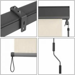 Homfa Store Vertical Store De Balcon Protection Solaire Avec Manivelle Et Cassette De Store, Résistant Aux UV, Brise-vent Et Brise-vue, En Métal Et Polyester, Blanc Crème 9 Homfa Store Vertical Store De Balcon Protection Solaire Avec Manivelle Et Cassette De Store, Résistant Aux UV, Brise-vent Et Brise-vue, En Métal Et Polyester, Blanc Crème -Tente de réception Soldes 55165769 3