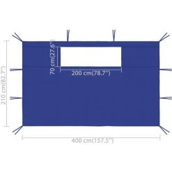 Topdeal Parois Latérales De Belvédère Avec Fenêtres 2 Pcs Bleu FF3070426_FR -Tente de réception Soldes 55276786 5