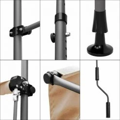 Gizcam 300 X 120 Cm Auvent Balcon, Store Balcon Imperméable Avec Manivelle, Sans Perçage, Résistant Aux UV Réglable En Hauteur, En Métal Et Polyester, Kaki -Tente de réception Soldes 55298822 3