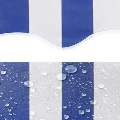 Gizcam Store Banne Manuel Rétractable 200 X 120 Cm Inclinaison Réglable Installation Rapide Métal Alu Polyester Bleu Et Blanc -Tente de réception Soldes 55298921 4