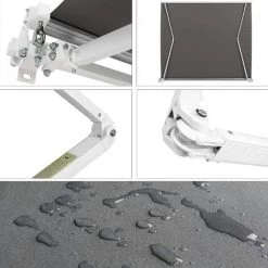 Dripex Store Banne, Store Banne Manuel Rétractable 300 X 250 CM En Aluminium Polyester Étanche Et Résistant Aux UV Angle Réglable 0-45° Pour Terrasse Bistro Balcon Gris -Tente de réception Soldes 55390920 5