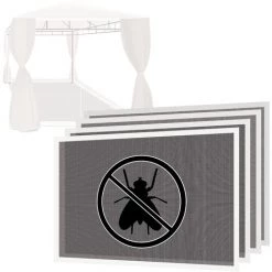 FRANKYSTAR Jeu De 4 Moustiquaires En PVC Pour Gazebo De Jardin 3x4 Mt. Jeu De 4 Moustiquaires De Rechange Pour Gazebo De Jardin. 350x200h Cm