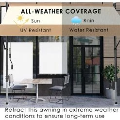 Homfa Auvent Balcon, 200 X 150 Cm Store Balcon Imperméable Avec Manivelle, Sans Perçage, Résistant Aux UV Réglable En Hauteur, En Métal Et Polyester, Kaki -Tente de réception Soldes 55578189 2