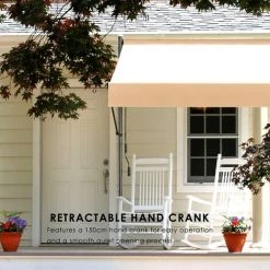 Homfa Auvent Balcon, 200 X 150 Cm Store Balcon Imperméable Avec Manivelle, Sans Perçage, Résistant Aux UV Réglable En Hauteur, En Métal Et Polyester, Kaki -Tente de réception Soldes 55578189 5