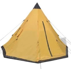 LITZEE Tente Pour 4 Personnes Jaune # -Tente de réception Soldes 55637327 3