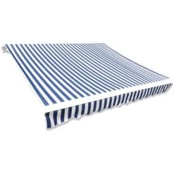 INLIFE Toit D'auvent Toile Bleu Et Blanc 6x3 M (Cadre Non Inclus) -Tente de réception Soldes 55639963 2