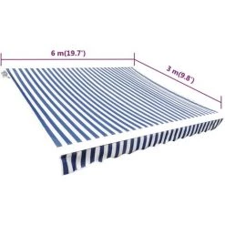 INLIFE Toit D'auvent Toile Bleu Et Blanc 6x3 M (Cadre Non Inclus) -Tente de réception Soldes 55639963 5