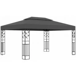 INLIFE Tonnelle Avec Double Toit Et Lumières LED 3x4 M Anthracite -Tente de réception Soldes 55641535 3