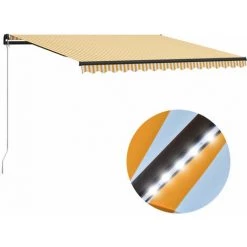 INLIFE Auvent Manuel Rétractable Avec LED 400x300 Cm Jaune Et Blanc 8 INLIFE Auvent Manuel Rétractable Avec LED 400x300 Cm Jaune Et Blanc -Tente de réception Soldes 55641757 2