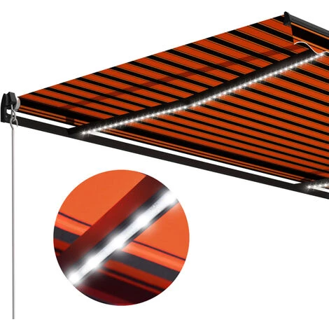 INLIFE Auvent Manuel Rétractable Avec LED 400x300 Cm Orange Et Marron 7 INLIFE Auvent Manuel Rétractable Avec LED 400x300 Cm Orange Et Marron - Image 5