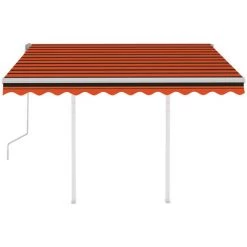 INLIFE Auvent Manuel Rétractable Avec Poteaux 3x2,5 M Orange Et Marron -Tente de réception Soldes 55641867 3