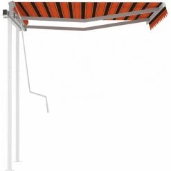 INLIFE Auvent Manuel Rétractable Avec Poteaux 3x2,5 M Orange Et Marron -Tente de réception Soldes 55641867 4