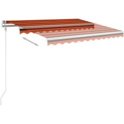 INLIFE Auvent Manuel Rétractable Avec Poteaux 3x2,5 M Orange Et Marron -Tente de réception Soldes 55641867 5
