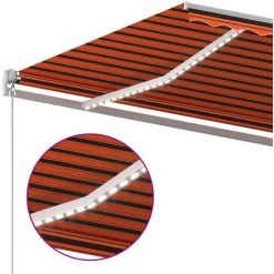 INLIFE Auvent Manuel Rétractable Avec LED 400x300 Cm Orange Et Marron -Tente de réception Soldes 55641936 5