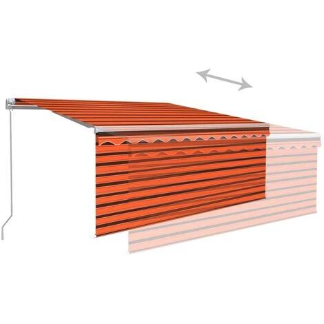 INLIFE Auvent Rétractable Manuel Avec Store 3x2,5 M Orange Et Marron 7 INLIFE Auvent Rétractable Manuel Avec Store 3x2,5 M Orange Et Marron - Image 5