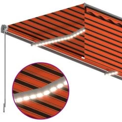 INLIFE Auvent Rétractable Manuel Store Et LED 3x2,5 M Orange Et Marron 11 INLIFE Auvent Rétractable Manuel Store Et LED 3x2,5 M Orange Et Marron -Tente de réception Soldes 55642034 5