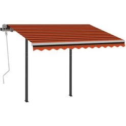 INLIFE Auvent Manuel Rétractable Avec LED 3x2,5 M Orange Et Marron -Tente de réception Soldes 55642272 3