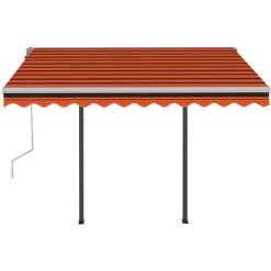 INLIFE Auvent Manuel Rétractable Avec LED 3x2,5 M Orange Et Marron -Tente de réception Soldes 55642272 5