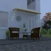 INLIFE Auvent Rétractable Avec LED 400x150 Cm Jaune Et Blanc -Tente de réception Soldes 55642365 1