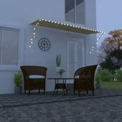 INLIFE Auvent Rétractable Avec LED 400x150 Cm Jaune Et Blanc