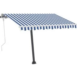 INLIFE Auvent Manuel Rétractable Avec LED 300x250 Cm Bleu Et Blanc -Tente de réception Soldes 55642366 4