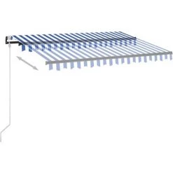 INLIFE Auvent Automatique Capteur De Vent/LED 300x250 Cm Bleu Et Blanc -Tente de réception Soldes 55642415 3