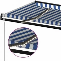 INLIFE Auvent Automatique Capteur De Vent/LED 300x250 Cm Bleu Et Blanc -Tente de réception Soldes 55642415 5