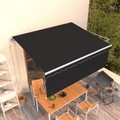 INLIFE Auvent Automatique Rétractable Avec Store 4,5x3 M Anthracite -Tente de réception Soldes 55642506 2