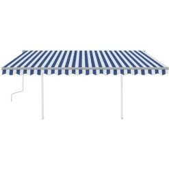 INLIFE Auvent Manuel Rétractable Avec Poteaux 4x3,5 M Bleu Et Blanc 8 INLIFE Auvent Manuel Rétractable Avec Poteaux 4x3,5 M Bleu Et Blanc -Tente de réception Soldes 55642714 3