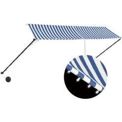 INLIFE Auvent Rétractable Avec LED 350x150 Cm Bleu Et Blanc -Tente de réception Soldes 55643235 2