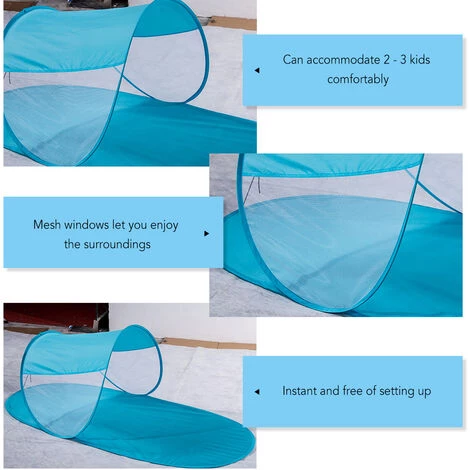 SUPERSELLER Tente De Réception Et Barnum Tente De Camping En Plein Air Tente De Jeu Amusante Tente Instantanée Automatique Pour Garçons Et Filles Tente De Plage Pour Bébé Tente De Terrain De Jeu Pour Camping Plage Arrière-cour - Bleu Clair 5 SUPERSELLER Tente De Réception Et Barnum Tente De Camping En Plein Air Tente De Jeu Amusante Tente Instantanée Automatique Pour Garçons Et Filles Tente De Plage Pour Bébé Tente De Terrain De Jeu Pour Camping Plage Arrière-cour - Bleu Clair - Image 3