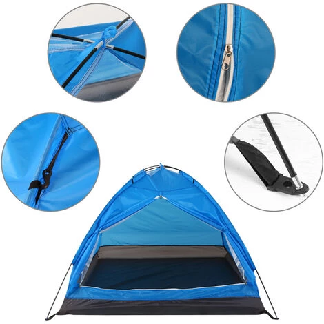 SUPERSELLER Tente De Réception Et Barnum Tente De Camping Pour 2 Personnes Tente De Plage Portable Extérieure Monocouche - Bleu 5 SUPERSELLER Tente De Réception Et Barnum Tente De Camping Pour 2 Personnes Tente De Plage Portable Extérieure Monocouche - Bleu – Image 3