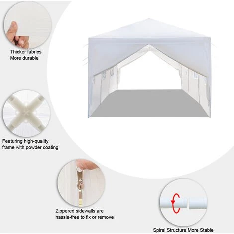 GROSMONDE Tente étanche 3 X 9 M Huits Parois Deux Portes Avec Tubes En Spirale , Blanc 6 GROSMONDE Tente étanche 3 X 9 M Huits Parois Deux Portes Avec Tubes En Spirale , Blanc - Image 4