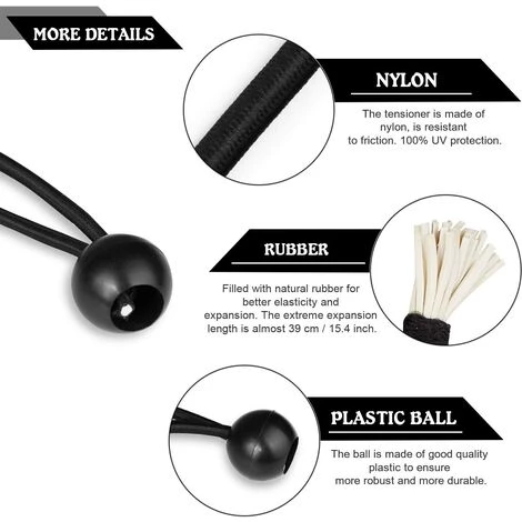ILOVEMILAN 16 Pcs Tendeur De Bâche Tendeurs à Boule Tendeur élastique Tendeur En Caoutchouc Pour Bannière, Bâche, Pavillon, Tente, Rideaux Harnais D’Extension, Support De Bâchele,noir 6 ILOVEMILAN 16 Pcs Tendeur De Bâche Tendeurs à Boule Tendeur élastique Tendeur En Caoutchouc Pour Bannière, Bâche, Pavillon, Tente, Rideaux Harnais D’Extension, Support De Bâchele,noir - Image 4