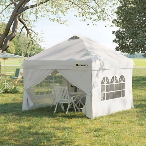 Outsunny Tonnelle Barnum Pliant Pop-up 3L X 3l X 2,84H M 4 Parois Latérales Amovibles 2 Fenêtres + Sac De Transport Métal Oxford Blanc - Blanc 4 Outsunny Tonnelle Barnum Pliant Pop-up 3L X 3l X 2,84H M 4 Parois Latérales Amovibles 2 Fenêtres + Sac De Transport Métal Oxford Blanc - Blanc - Image 2