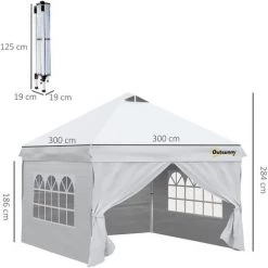 Outsunny Tonnelle Barnum Pliant Pop-up 3L X 3l X 2,84H M 4 Parois Latérales Amovibles 2 Fenêtres + Sac De Transport Métal Oxford Blanc - Blanc 9 Outsunny Tonnelle Barnum Pliant Pop-up 3L X 3l X 2,84H M 4 Parois Latérales Amovibles 2 Fenêtres + Sac De Transport Métal Oxford Blanc - Blanc -Tente de réception Soldes 55769678 3