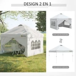 Outsunny Tonnelle Barnum Pliant Pop-up 3L X 3l X 2,84H M 4 Parois Latérales Amovibles 2 Fenêtres + Sac De Transport Métal Oxford Blanc - Blanc 11 Outsunny Tonnelle Barnum Pliant Pop-up 3L X 3l X 2,84H M 4 Parois Latérales Amovibles 2 Fenêtres + Sac De Transport Métal Oxford Blanc - Blanc -Tente de réception Soldes 55769678 5