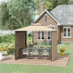 Outsunny Tonnelle Pavillon De Jardin 3x3 M Avec Double Toit Pour Ventilation Auvents Réglables Structure En Métal Tissu Polyester Beige - Beige 10 Outsunny Tonnelle Pavillon De Jardin 3x3 M Avec Double Toit Pour Ventilation Auvents Réglables Structure En Métal Tissu Polyester Beige - Beige -Tente de réception Soldes 55776890 4