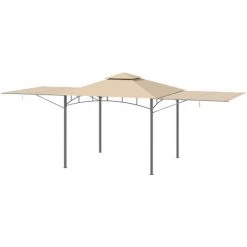 Outsunny Tonnelle Pavillon De Jardin 3x3 M Avec Double Toit Pour Ventilation Auvents Réglables Structure En Métal Tissu Polyester Beige - Beige 11 Outsunny Tonnelle Pavillon De Jardin 3x3 M Avec Double Toit Pour Ventilation Auvents Réglables Structure En Métal Tissu Polyester Beige - Beige -Tente de réception Soldes 55776890 5