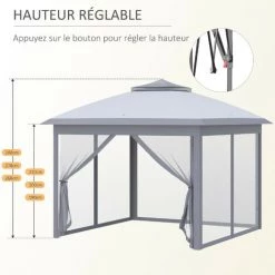 MH Tonnelle Barnum Pop-up ETIENNE Grise -Tente de réception Soldes 55880887 5