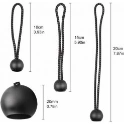 ILOVEMILAN 10 Pièces Tendeur En Caoutchouc Avec Boule, 3 Pcsx10cm + 4 Pcsx15cm + 3 Pcsx20cm, Tendeur Bache Pour Bâche, Camping, Tente, Rideaux, Pavillon (Noir Et Blanc) -Tente de réception Soldes 56051775 2