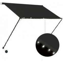 INLIFE Auvent Rétractable Avec LED 150x150 Cm Anthracite