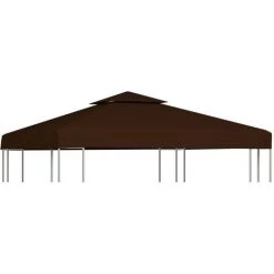 INLIFE Toile Supérieure Double De Belvédère 310 G/m² 3x3 M Marron -Tente de réception Soldes 56253550 2