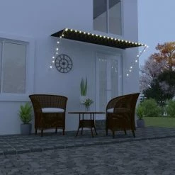 INLIFE Auvent Rétractable Avec LED 300x150 Cm Anthracite -Tente de réception Soldes 56253764 2